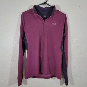 The North Face Womens 1/4 Zip Flash Dry Pullover Back Pocket Vented Size M TNF